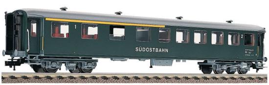 Express Passenger car 1st/2nd class type AB of the Swiss SouthEast Railway (SOB)<br /><a href='images/pictures/Fleischmann/5136.jpg' target='_blank'>Full size image</a>